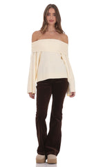 Oversized Knit Off Shoulder Jumper in Cream