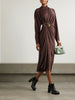 Gathered embellished crepe-jersey midi dress