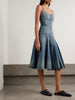 Paneled denim midi dress