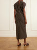Ruched polka-dot silk-blend midi dress