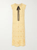 Kiki tie-detailed broderie anglaise-trimmed linen midi dress