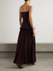 Strapless pleated stretch-jersey midi dress