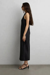 SLEEVELESS MIDI SATIN DRESS