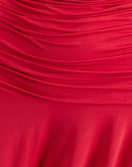 Yasmin Bandeau Mini Dress in Slinky Red