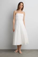 LINEN BLEND MIDI DRESS