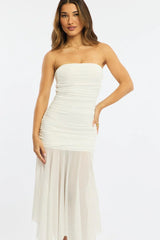 White Strapless Maxi Dress