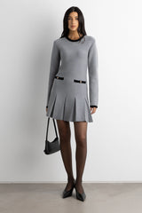 CONTRAST TRIM PLEATED MINI DRESS
