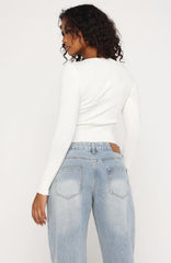 Fine Wine Long Sleeve Knit Top Off White