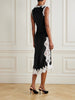 Lace-trimmed satin midi dress