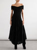 Off-the-shoulder asymmetric ribbed wool midi dress