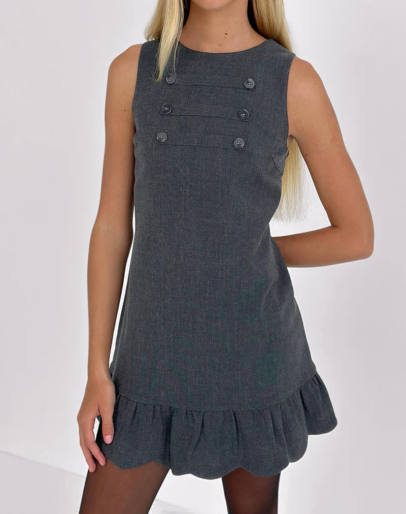 Saraya Mini Dress in Tailoring Grey Blue