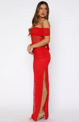 Matcha Baby Off Shoulder Maxi Dress Chilli Red