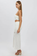 White Bodycon Dress One Shoulder Maxi