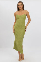 Green Bodycon Dress Sleeveless Midi