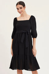 Black Dress Puff Sleeve Maxi