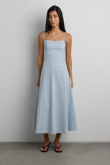 LINEN BLEND MIDI DRESS