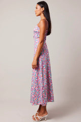 Purple Ditsy Maxi Dress Strappy