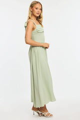 Green Maxi Dress Tie Shoulder