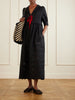 Bari tie-detailed broderie anglaise-trimmed linen midi dress