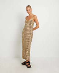 Jenny Plaid Bias Midi Dress in Assorted