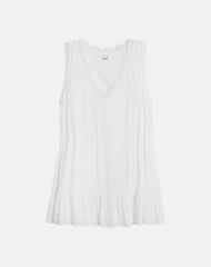 Manika Plunge Babydoll Mini Dress in Rayon White