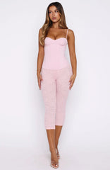 Vibe With Me Lace Capri Pants Baby Pink