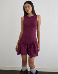 Supriati Mini Dress in Rayon Jersey Deep Purple