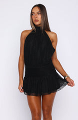 No Kiss And Tell Halter Lace Mini Dress Black