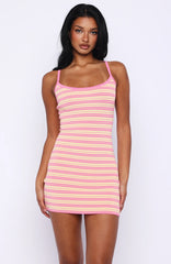I've Been Thinking Knit Mini Dress Bubblegum Stripe