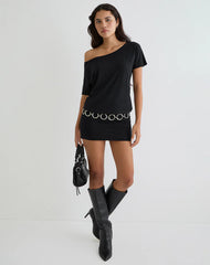 Edwina Off The Shoulder Mini Dress in Black
